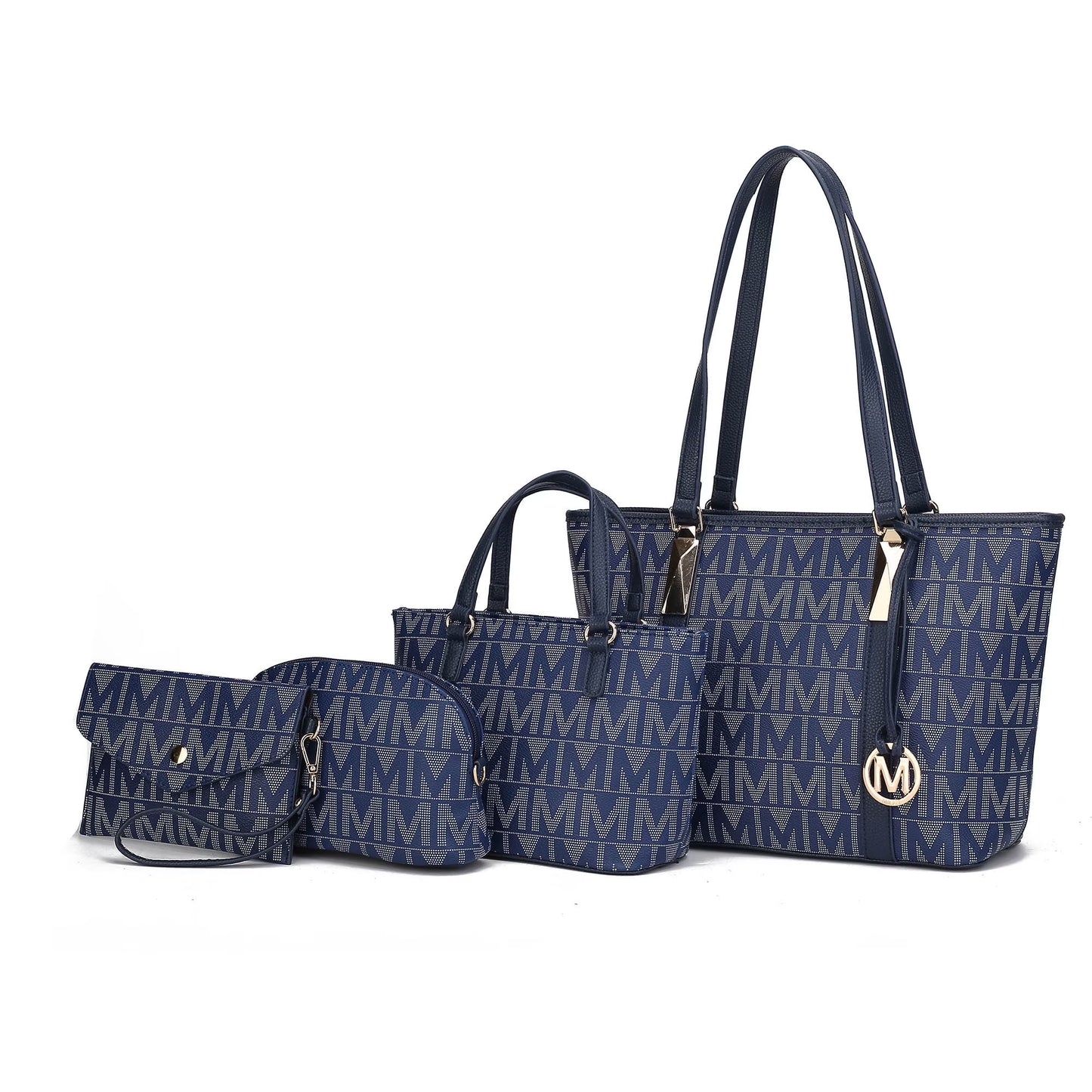 Marimar Women'S Tote Bag with Pouch and Wristlet, Signature 4 Piece Set by Mia K - Navy Blue